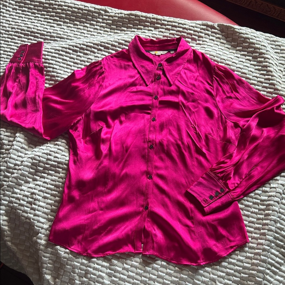 Boden Fuchsia Button-Up Blouse